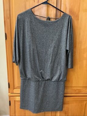 White House Black Market Silver Metallic Mini Dress